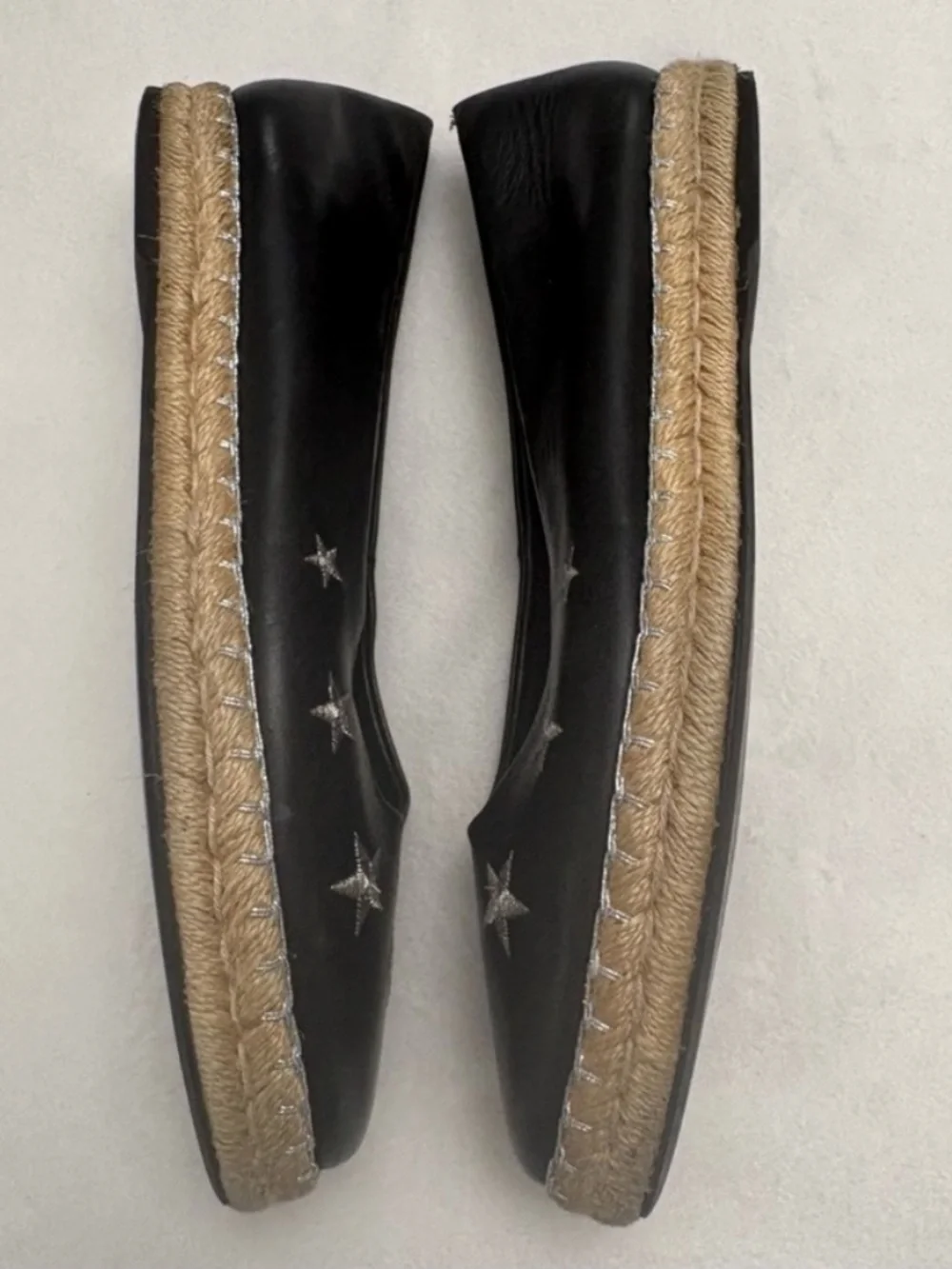 Miista Black Star-Embroidered Espadrille Flats Size 40